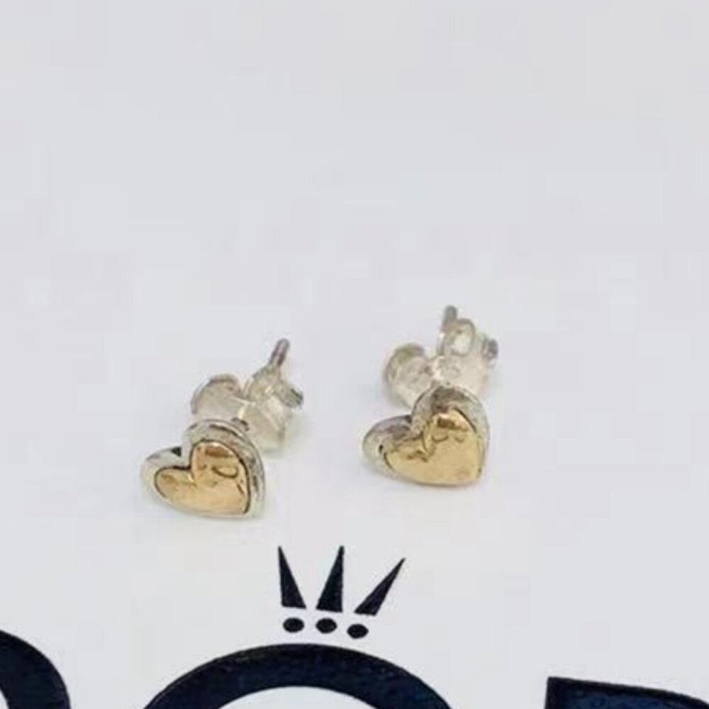 Pandora Domed Golden Heart Stud Earrings